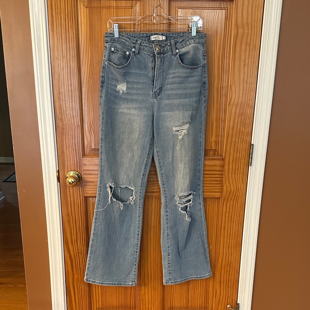 Rue21 Distressed Flare Jeans - Blue